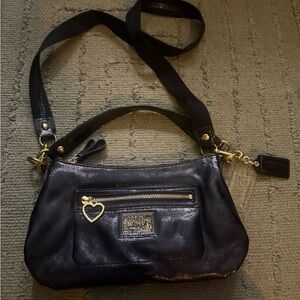 Vintage Coach, Black Leather Shoulder Bag